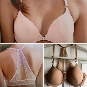 Gap Lace-back Racerback T-shirt Bra ~36B, Color: Tan